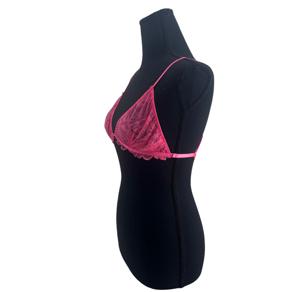 NWOT Intimately Free People Everyday Lace Triangle Bralette Pink/Coral -XS - Picture 4 of 8